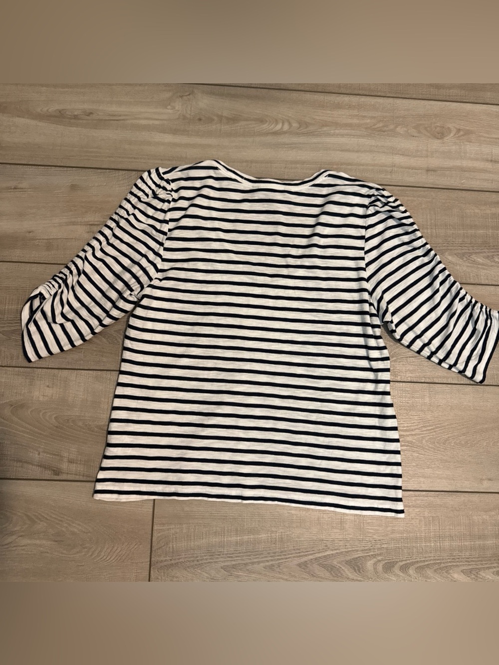 Veronica Beard Netto Striped Cotton T-Shirt Off White Marine Stripe Womens L - Picture 10 of 13